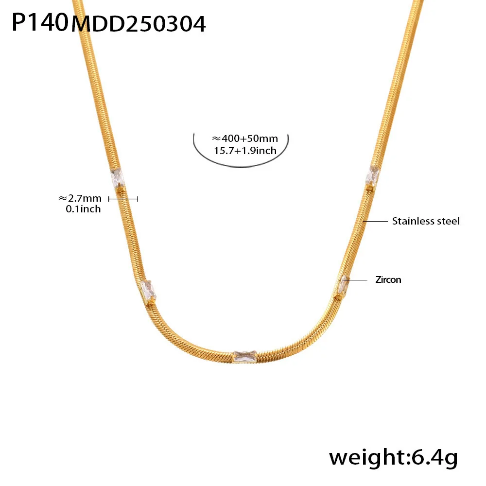 Wholesale Unisex Simple Geometric Stainless Steel And Titanium Steel Electroplated Ferris Wheel Otter Buckle Pendant Double Layer Overlapping Clavicle Necklace With Inlaid Zircon - Image 8