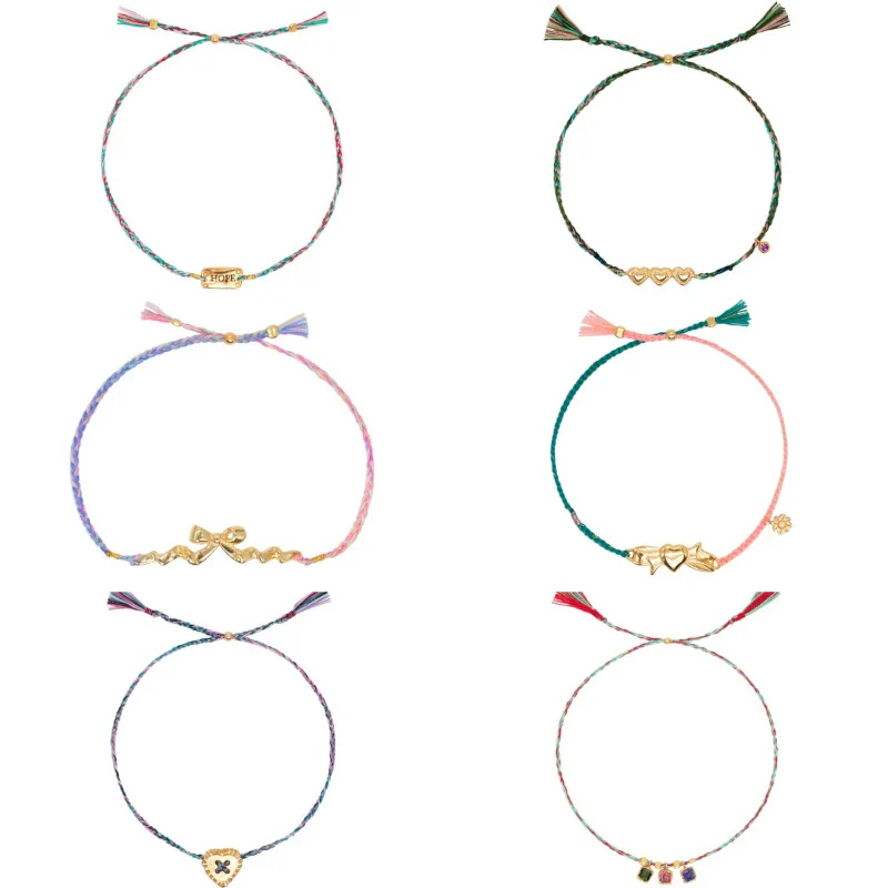 Wholesale Unisex Stacking Style Heart Bow Pendant Stainless Steel Electroplated 18K Gold Color Retention Bracelet