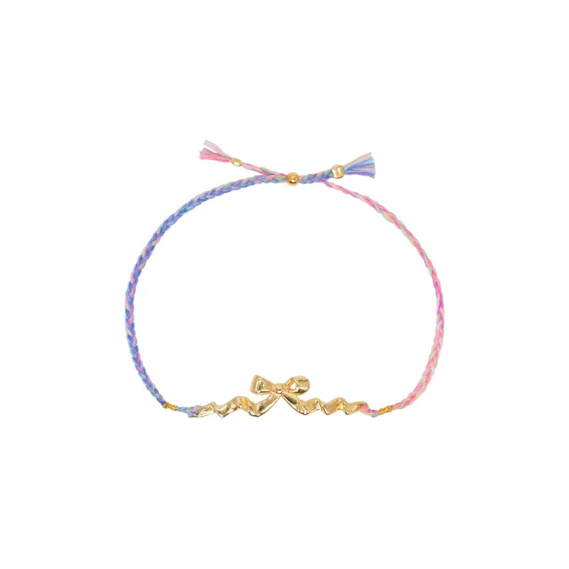 Wholesale Unisex Stacking Style Heart Bow Pendant Stainless Steel Electroplated 18K Gold Color Retention Bracelet - Image 8