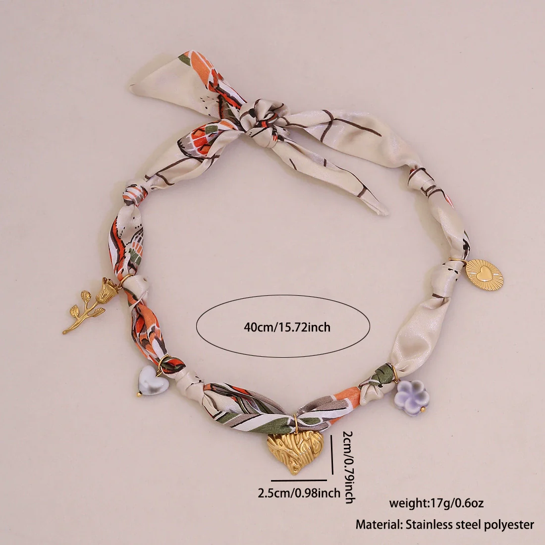 Wholesale Unisex Stainless Steel Electroplated Heart Shape Sunflower Dopamine Scarf Necklace - Image 6