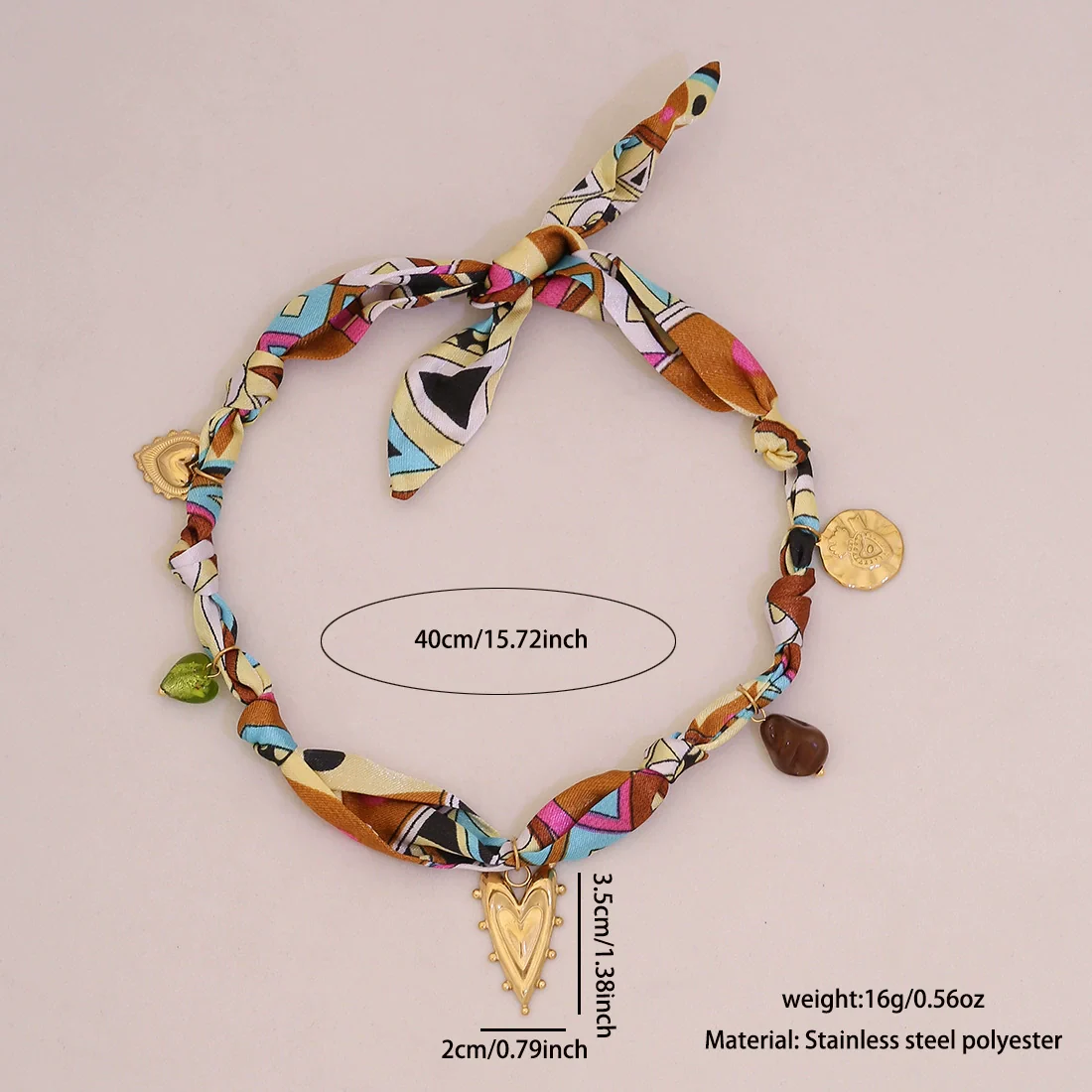 Wholesale Unisex Stainless Steel Electroplated Heart Shape Sunflower Dopamine Scarf Necklace - Image 8
