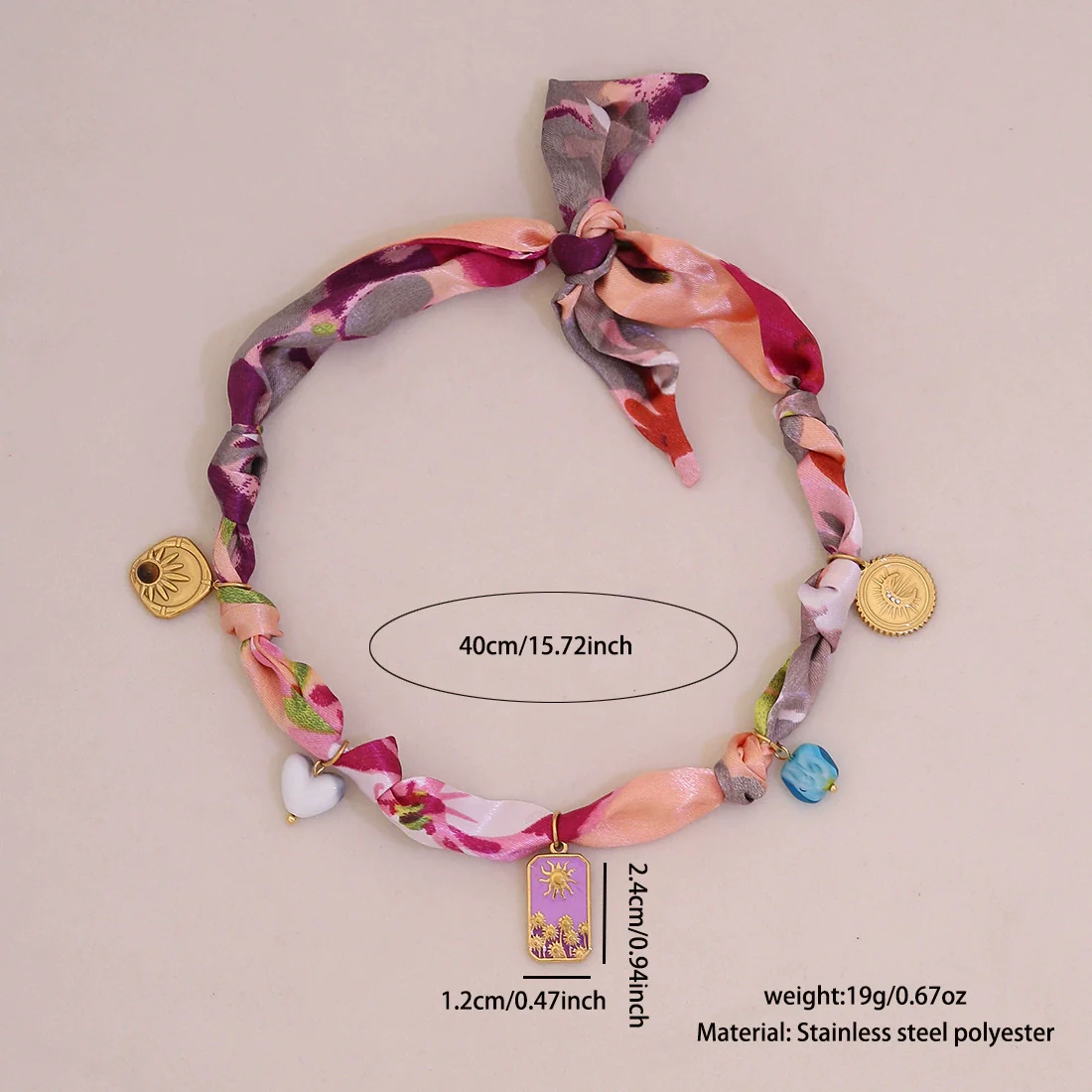 Wholesale Unisex Stainless Steel Electroplated Heart Shape Sunflower Dopamine Scarf Necklace - Image 9
