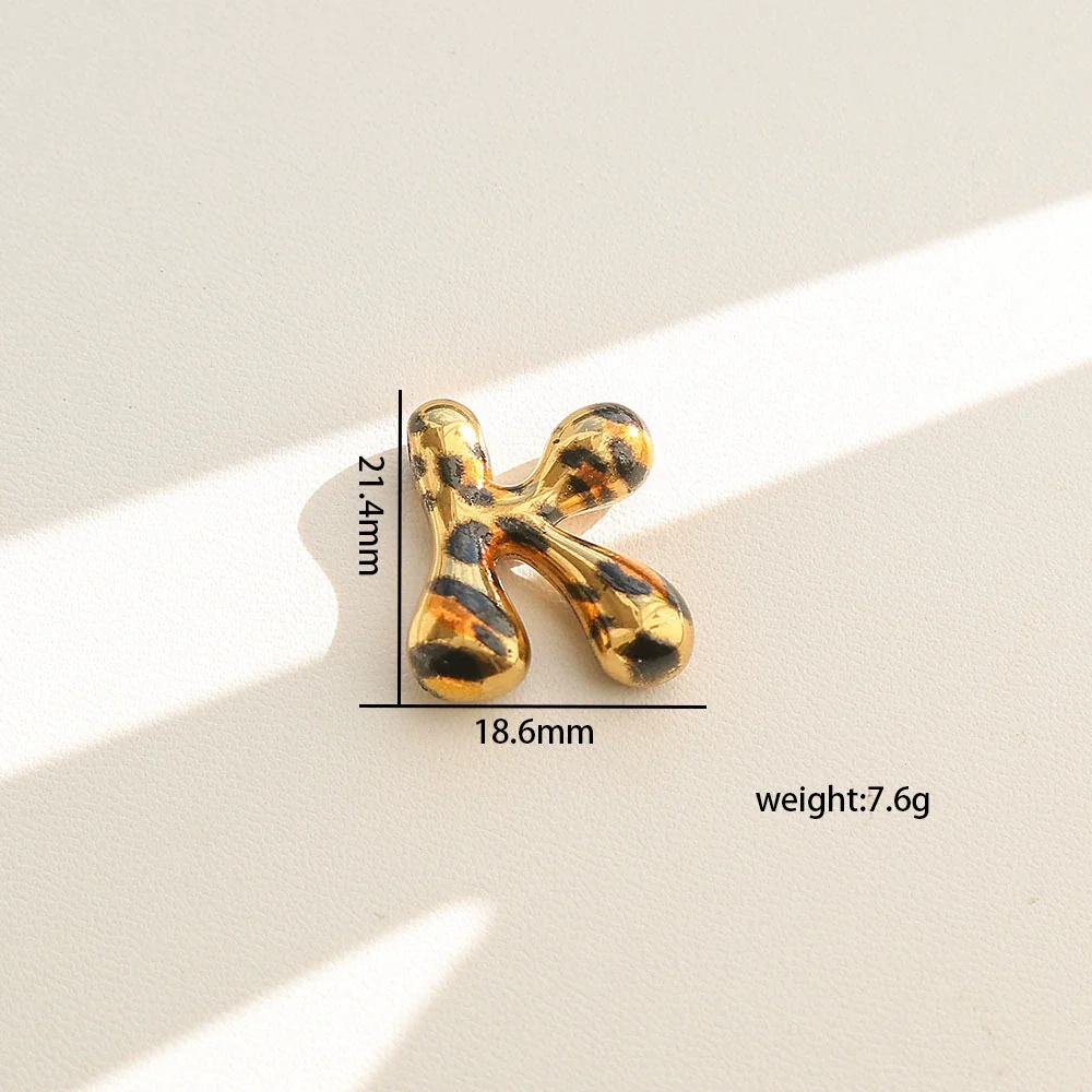 Wholesale Unisex Stainless Steel Electroplated Leopard Print Letter Pendant Cross Chain Necklace - Image 16