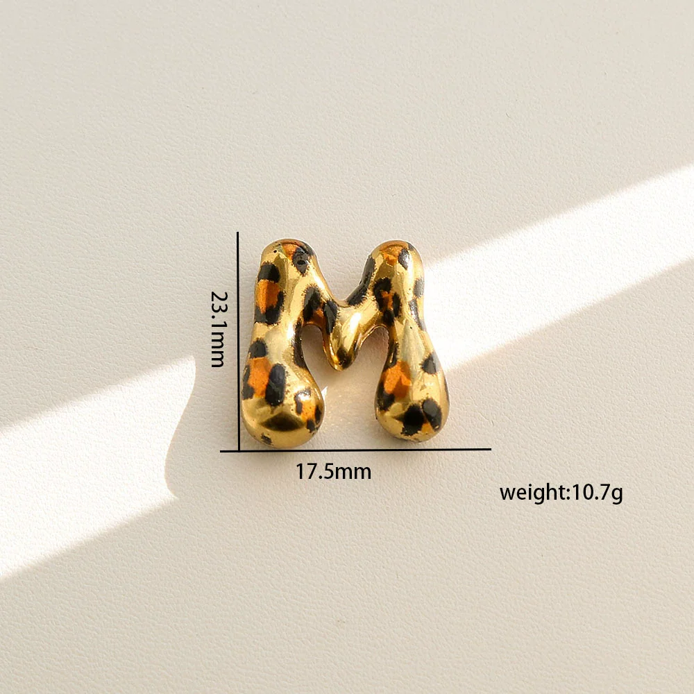 Wholesale Unisex Stainless Steel Electroplated Leopard Print Letter Pendant Cross Chain Necklace - Image 18