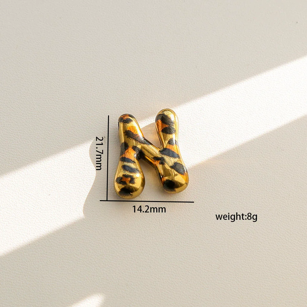 Wholesale Unisex Stainless Steel Electroplated Leopard Print Letter Pendant Cross Chain Necklace - Image 19