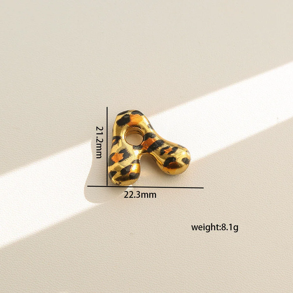 Wholesale Unisex Stainless Steel Electroplated Leopard Print Letter Pendant Cross Chain Necklace - Image 6