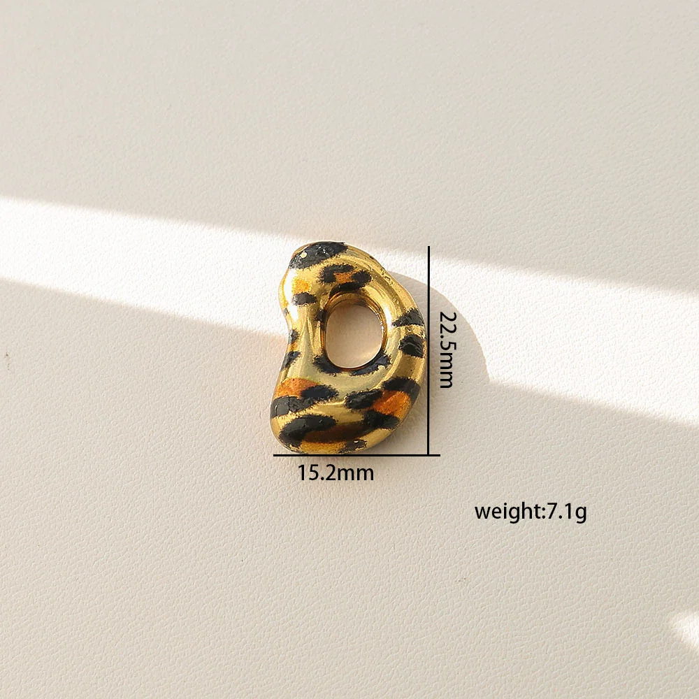 Wholesale Unisex Stainless Steel Electroplated Leopard Print Letter Pendant Cross Chain Necklace - Image 9