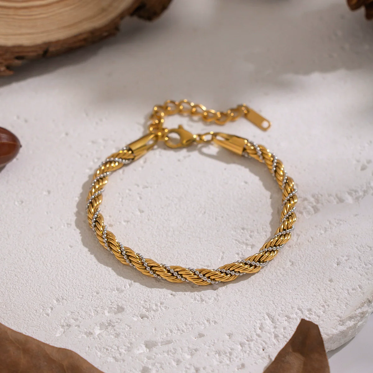 Wholesale Unisex Stainless Steel Electroplated Twist Chain Necklace And Bracelet Jewelry - Image 4
