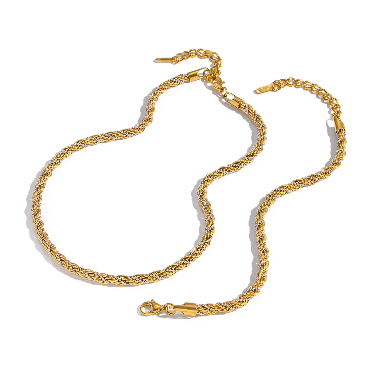 Wholesale Unisex Stainless Steel Electroplated Twist Chain Necklace And Bracelet Jewelry - Image 5