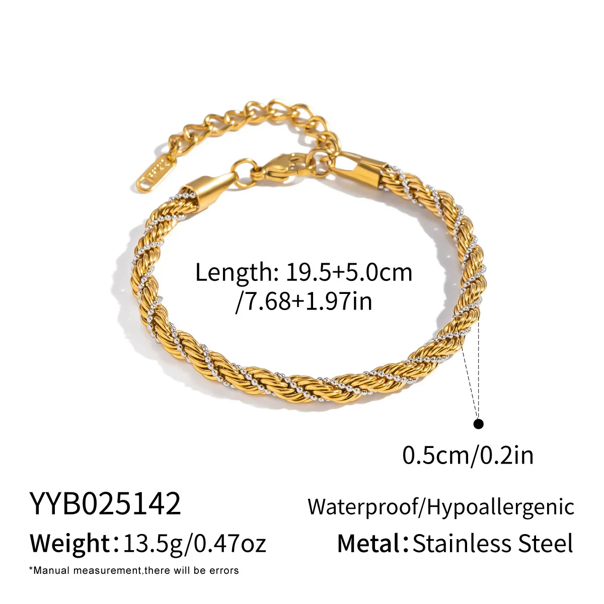Wholesale Unisex Stainless Steel Electroplated Twist Chain Necklace And Bracelet Jewelry - Image 7