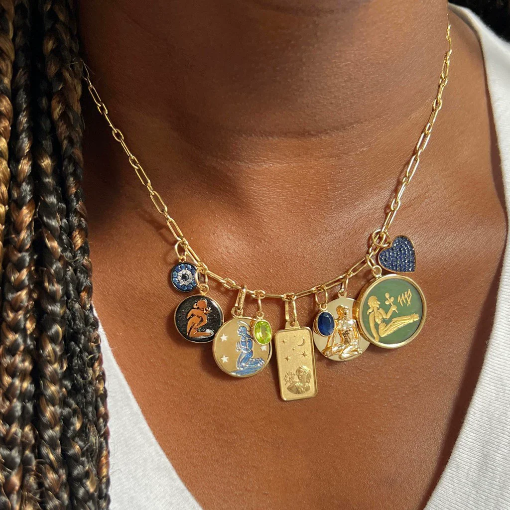 Wholesale Unisex Stainless Steel Geometric Pattern Electroplated 18K Gold Color Retention Adjustable Chain Necklace With Birthstone Pendants - Image 3