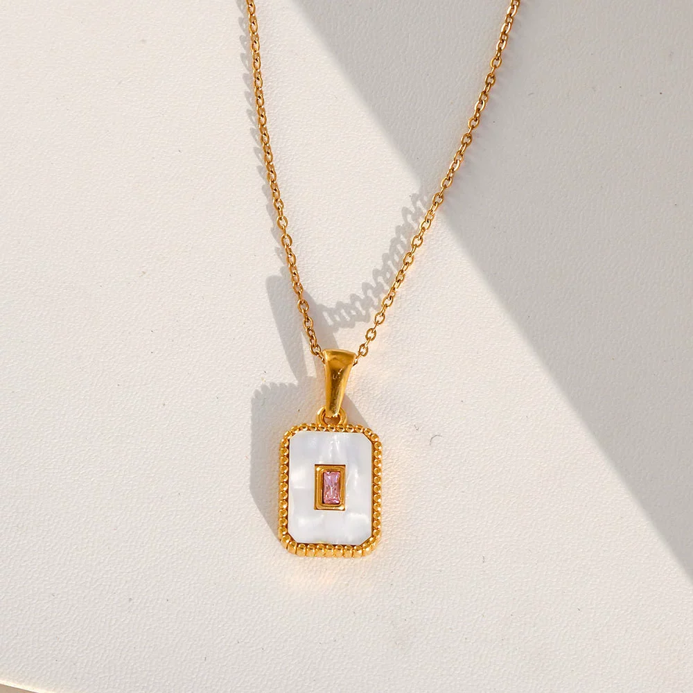 Wholesale Unisex Stainless Steel Geometric Square Electroplated Pendant Cross Chain Necklace - Image 8