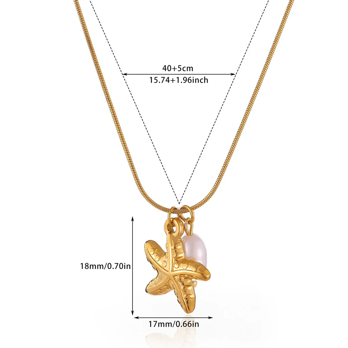 Wholesale Unisex Stainless Steel Gold Electroplated Seahorse Starfish Pendant Cross Chain Necklace - Image 5