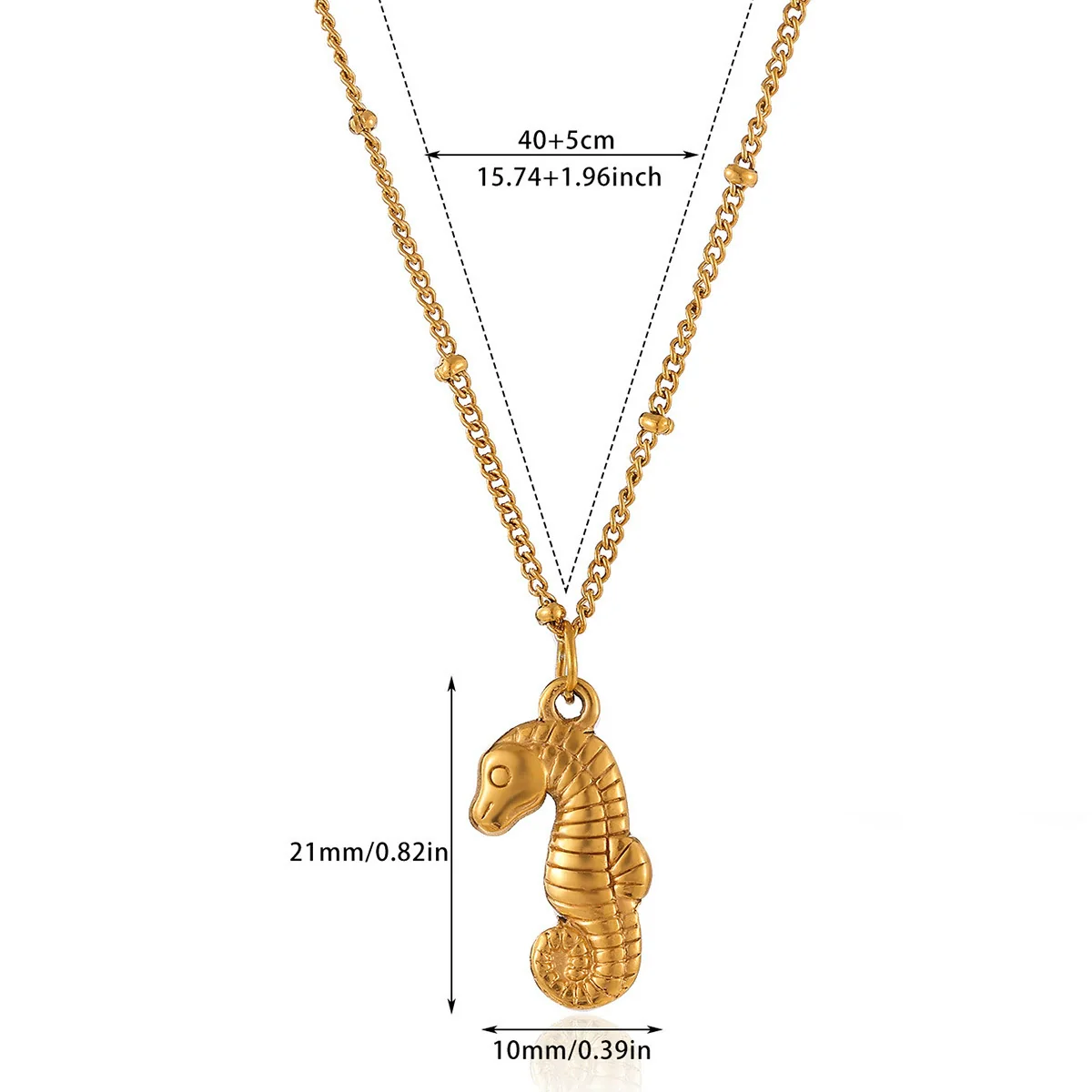 Wholesale Unisex Stainless Steel Gold Electroplated Seahorse Starfish Pendant Cross Chain Necklace - Image 6