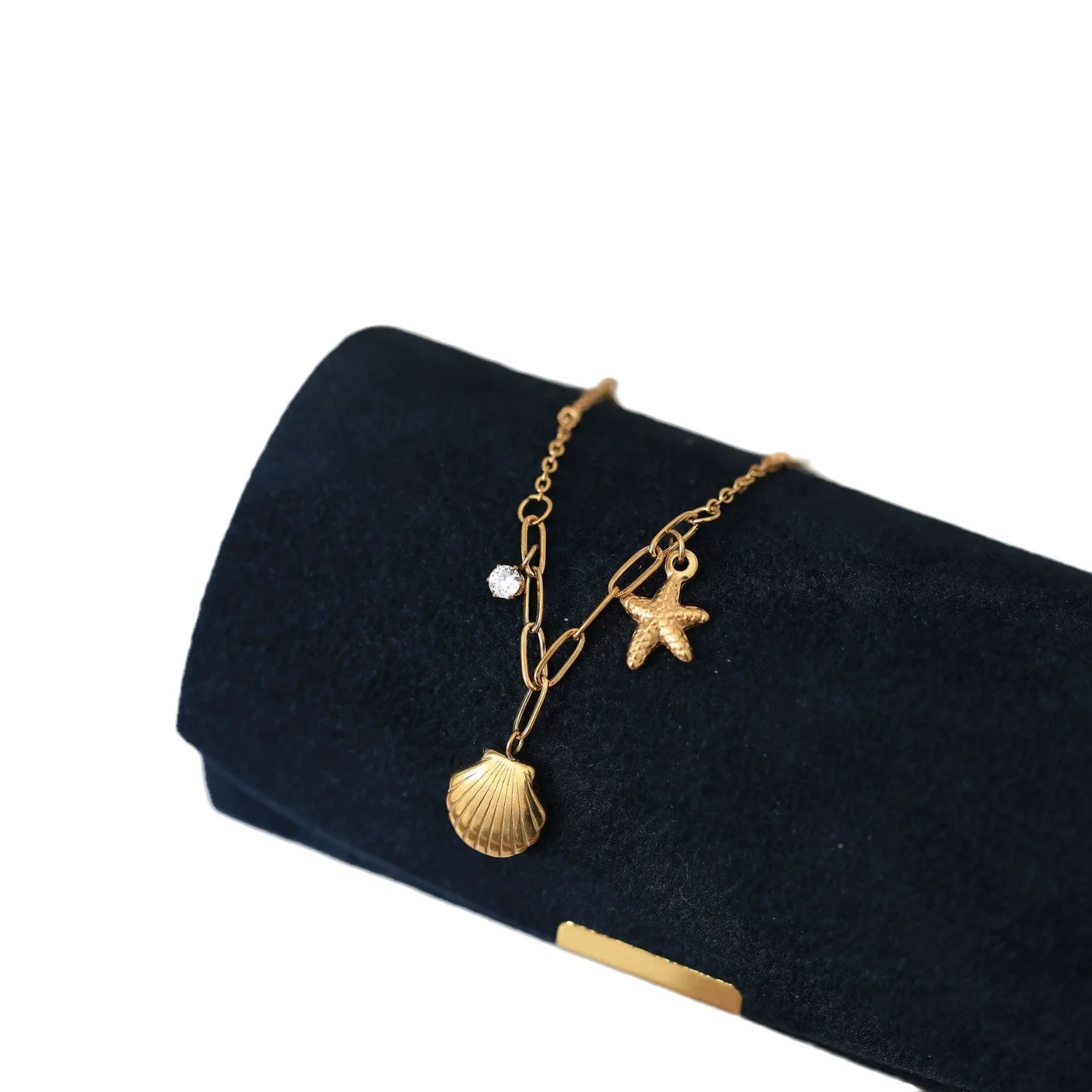 Wholesale Unisex Stainless Steel Starfish Pearl Neck Chain Necklace With 18K Gold Vacuum Plating For Color Preservation - Image 5
