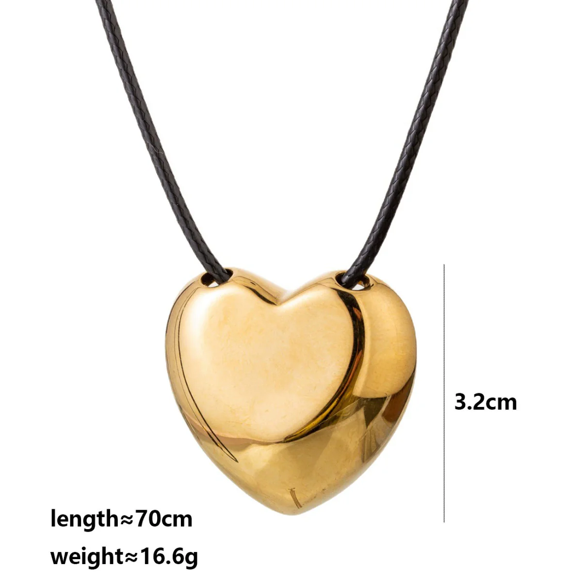 Wholesale Unisex Sweet And Cool Style Heart Shape Irregular Geometric Pendant Stainless Steel Leather Rope O Word Chain Electroplated Necklace - Image 5