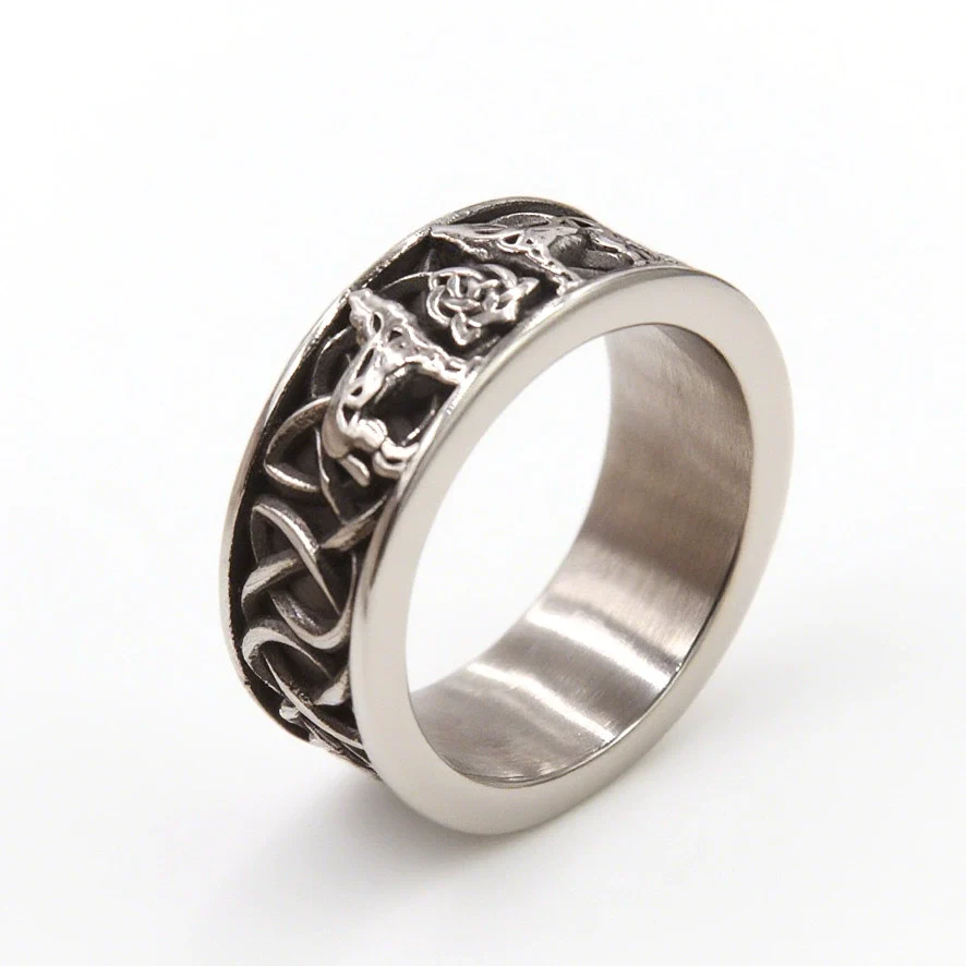 Wholesale Unisex Viking Animal Zodiac Stainless Steel Polish Ring - Image 2