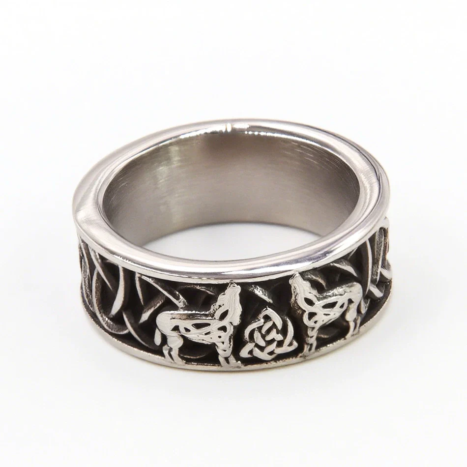 Wholesale Unisex Viking Animal Zodiac Stainless Steel Polish Ring - Image 4