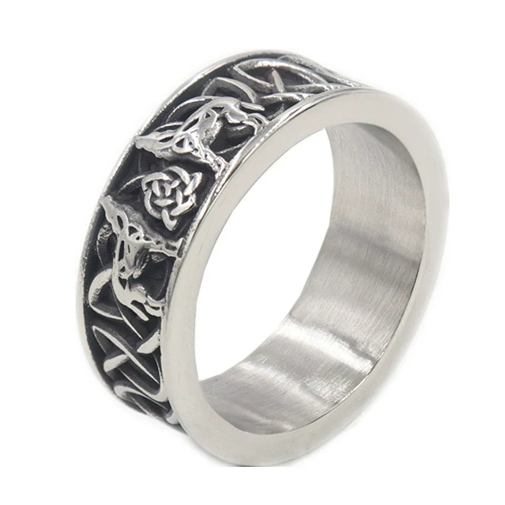 Wholesale Unisex Viking Animal Zodiac Stainless Steel Polish Ring - Image 6