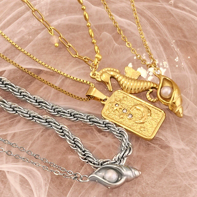Wholesale Unisex Vintage Minimalist Electroplated Titanium Steel And Stainless Steel Ushaped Pendant Cross Chain Necklace Jewelry - Image 3