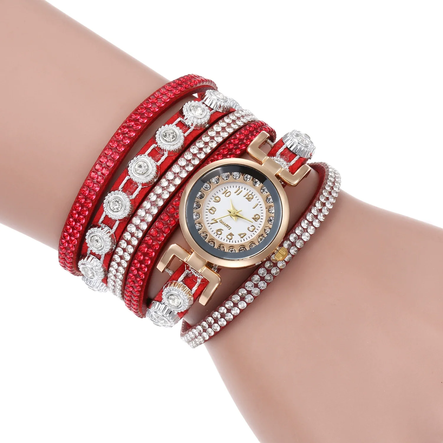Wholesale Universal Leisure Alloy Case Imitation Leather Strap Round Dial Pointer Number Display Watch