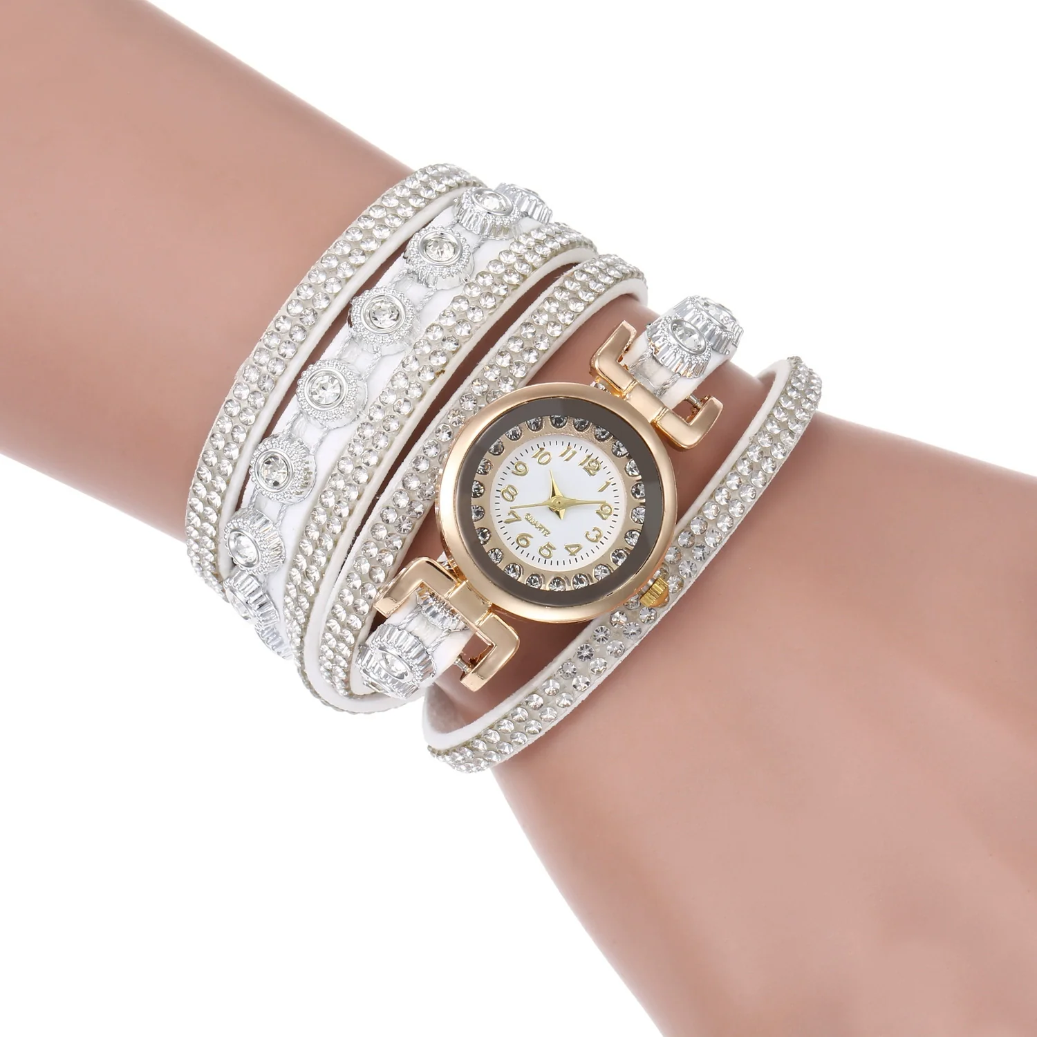Wholesale Universal Leisure Alloy Case Imitation Leather Strap Round Dial Pointer Number Display Watch - Image 2