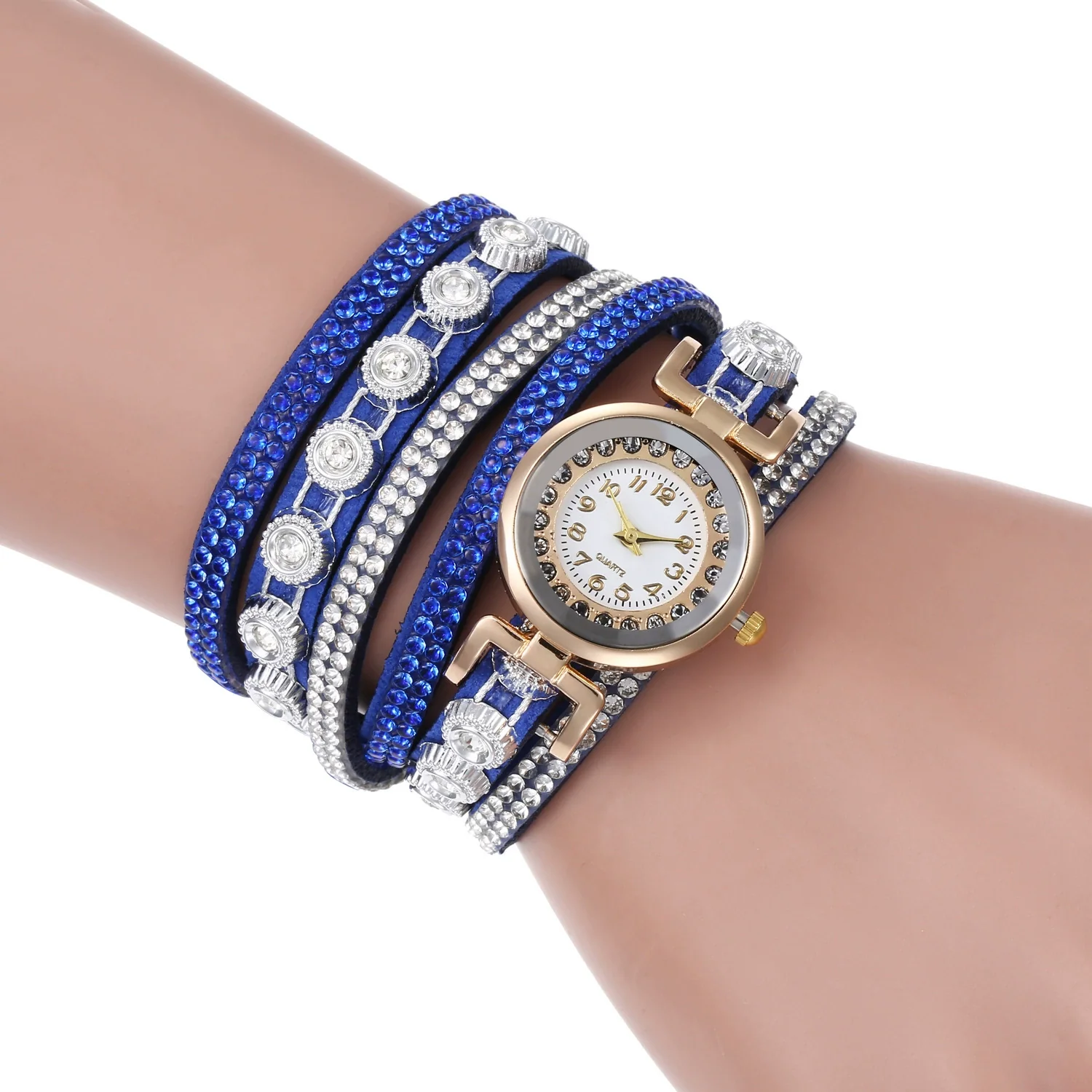 Wholesale Universal Leisure Alloy Case Imitation Leather Strap Round Dial Pointer Number Display Watch - Image 3