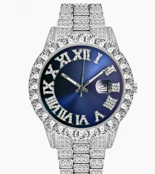 Wholesale Universal Metal Case Stainless Steel Band Round Dial Quartz Watch With Full Diamond Sparkling - Image 7