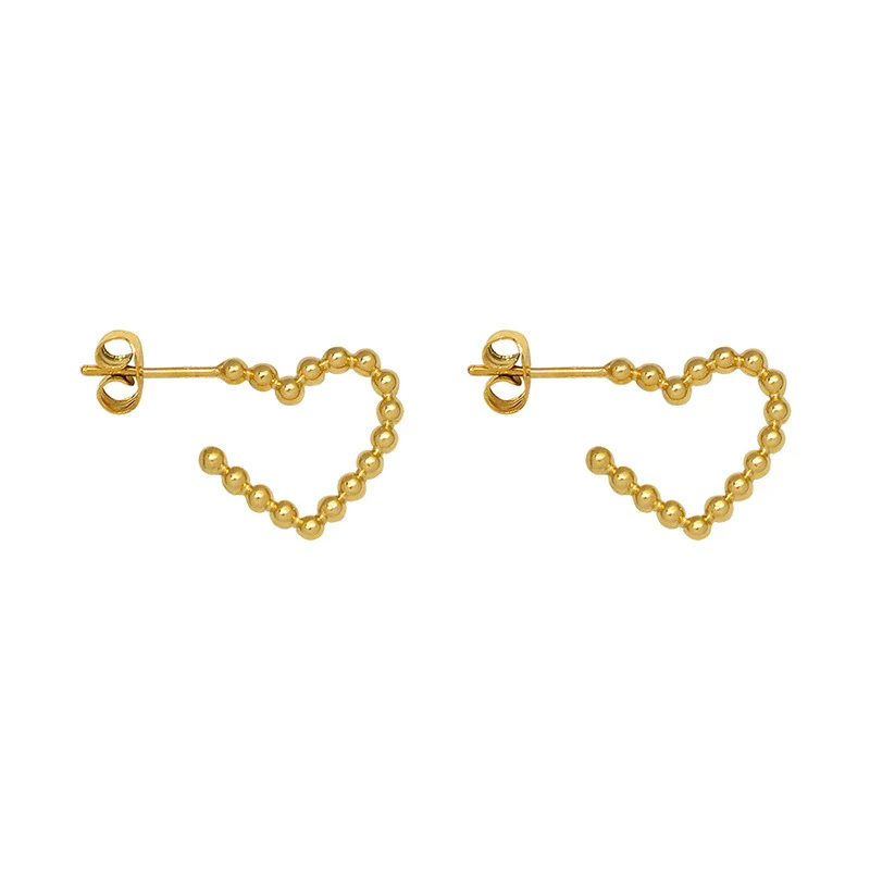 Wholesale Vintage Cold Style Geometric Irregular Love Shape 18K Gold Plated Titanium Steel Earrings - Image 5