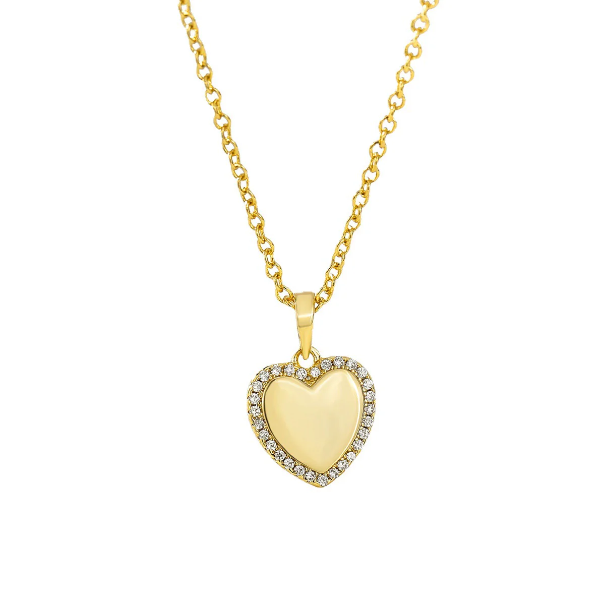 Wholesale Vintage Cold Style Microinlaid Zircon Love Heart Copper 14K Gold Plated Necklace For Women - Image 5
