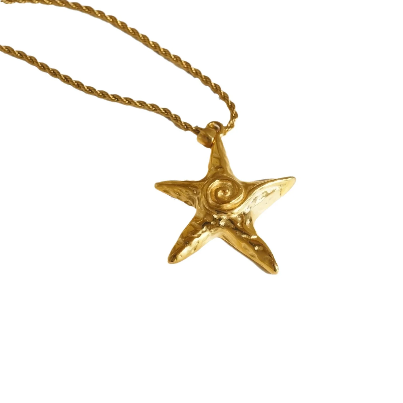 Wholesale Vintage Electroplated Copper Starfish Beach Necklace And Earrings Set For Women With Drop Shape Design And Snake Bone Chain - Image 5
