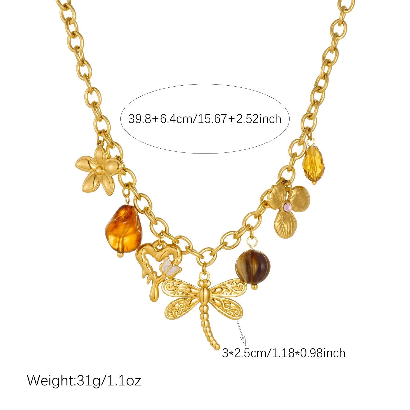 Wholesale Vintage Electroplated Stainless Steel Jewelry Set With Dragonfly And Butterfly Patterns For Women - Image 5