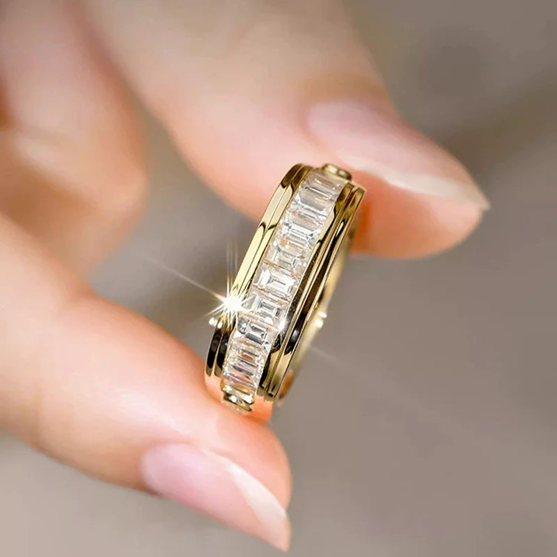 Wholesale Vintage Geometric Copper Ring Inlaid With Zircon - Image 2