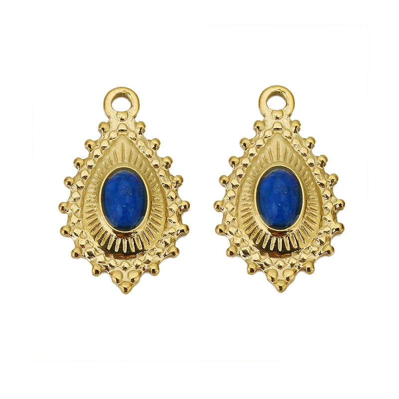 Wholesale Vintage Natural Style Water Drop Inlay Stainless Steel Pendant Earrings And Necklace Accessories - Image 5