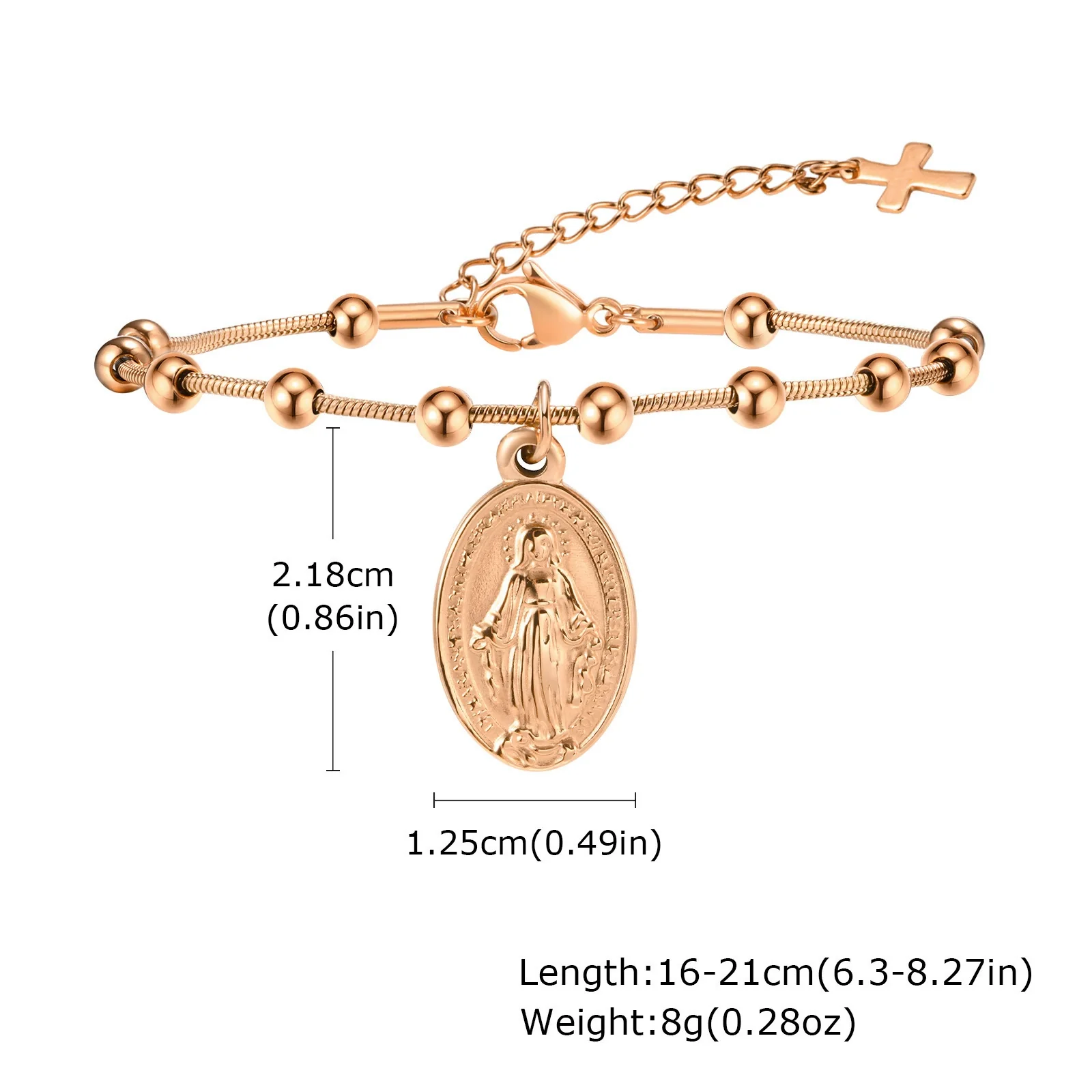 Wholesale Vintage Stainless Steel Geometric Beaded Snake Chain Bracelet For Women Electroplated - Image 10