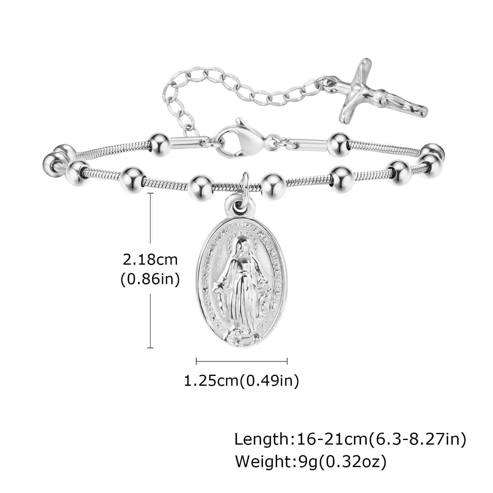 Wholesale Vintage Stainless Steel Geometric Beaded Snake Chain Bracelet For Women Electroplated - Image 7
