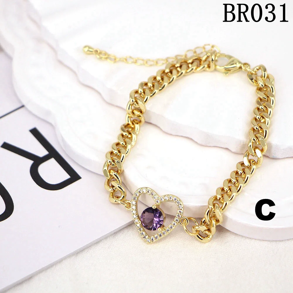 Wholesale Vintage Style Heart Shaped Copper Gold Plated Micro Inlaid Zircon Women's Bracelet - Image 9