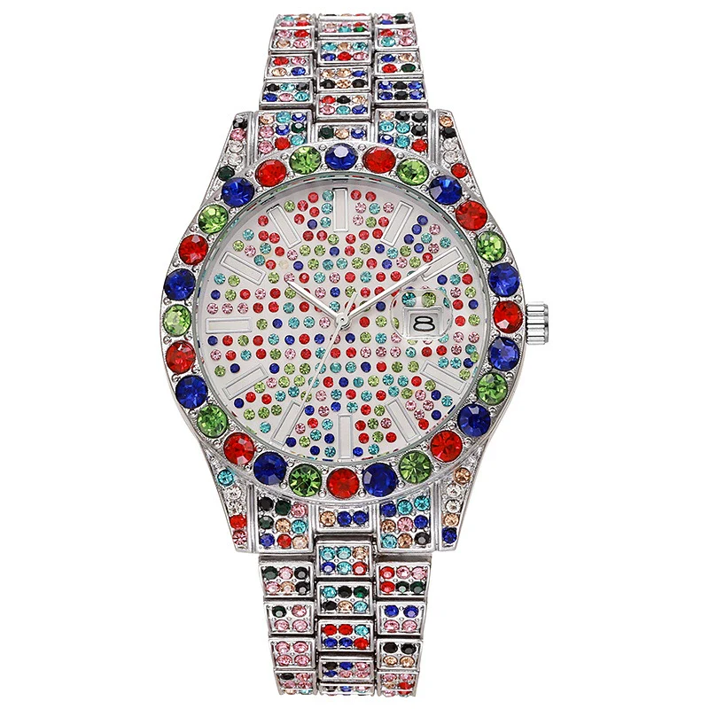 Wholesale Watch Alloy Hiphop Round Quartz Watch With Onion Crown And Single Folding Buckle - Image 4