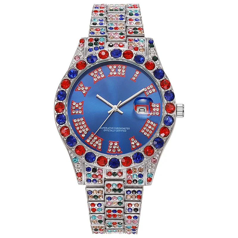 Wholesale Watch Alloy Hiphop Round Quartz Watch With Onion Crown And Single Folding Buckle - Image 8