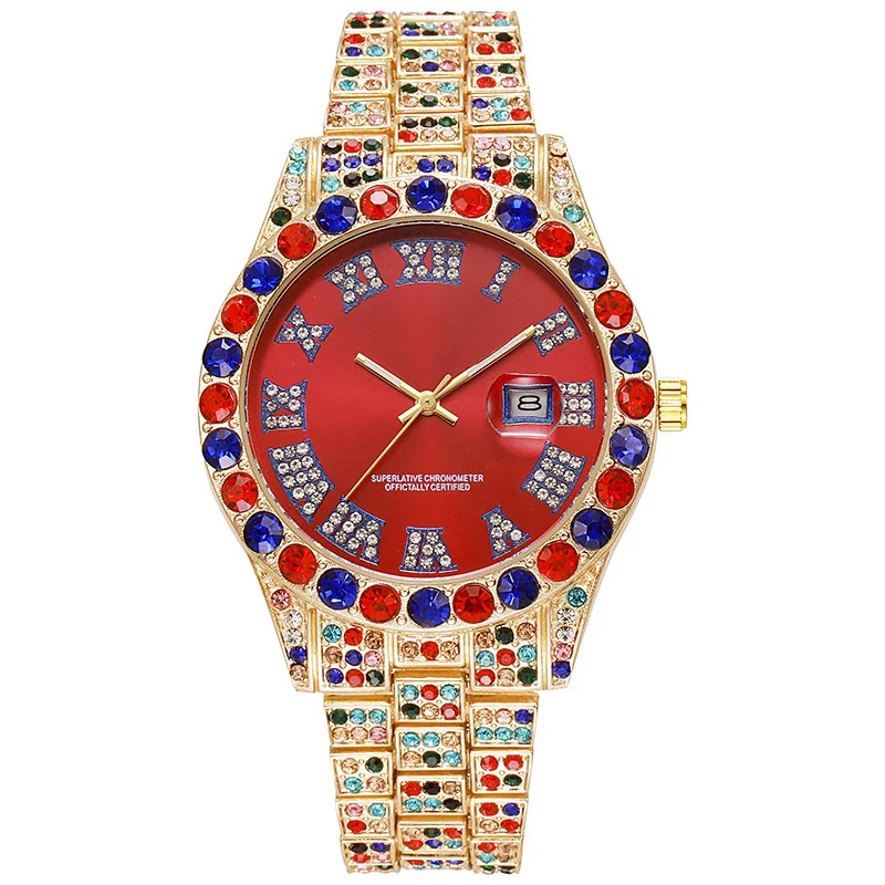 Wholesale Watch Alloy Hiphop Round Quartz Watch With Onion Crown And Single Folding Buckle - Image 9