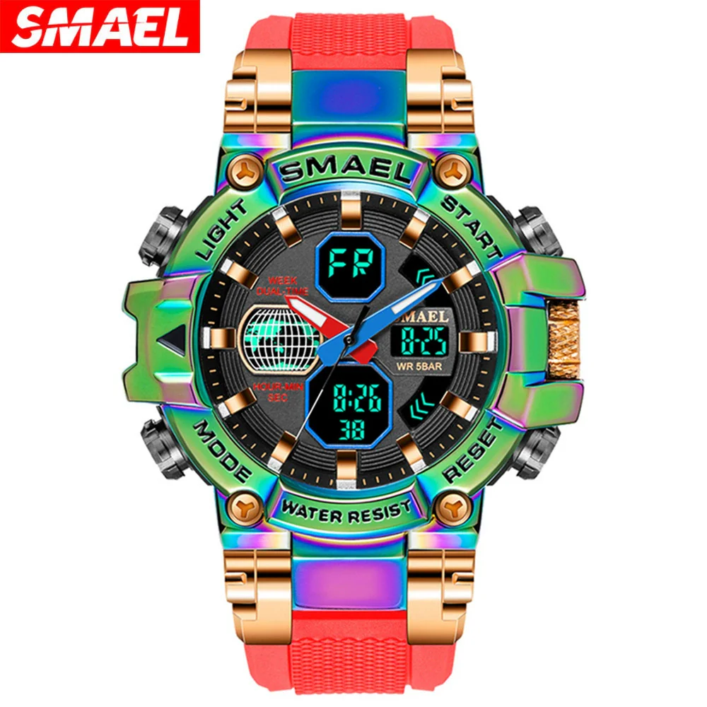 Wholesale Watch Resin Plastic Fashion Geometric Round Dual Movement Cold Light Display Outdoor Sports Alarm Clock - Image 3