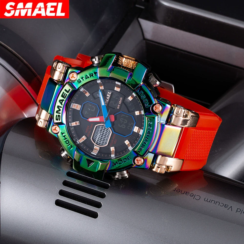 Wholesale Watch Resin Plastic Fashion Geometric Round Dual Movement Cold Light Display Outdoor Sports Alarm Clock - Image 4