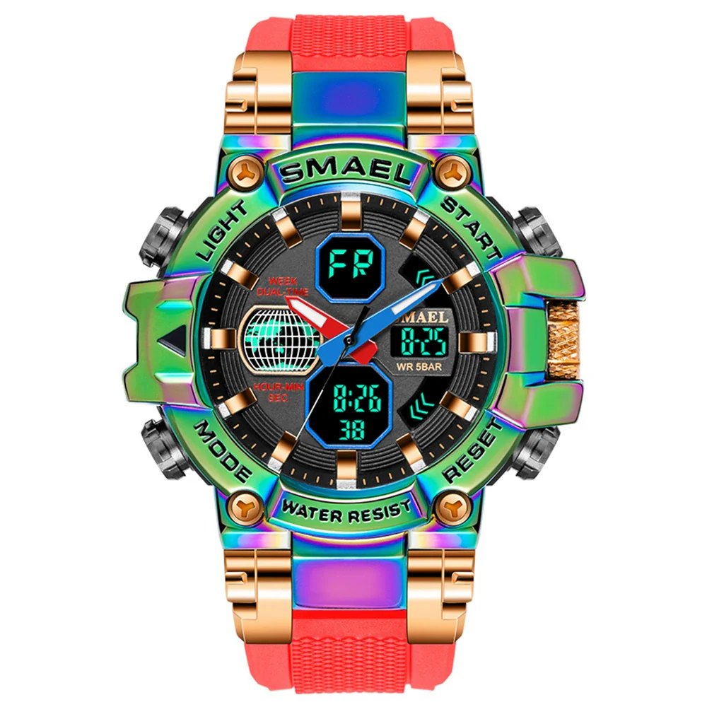 Wholesale Watch Resin Plastic Fashion Geometric Round Dual Movement Cold Light Display Outdoor Sports Alarm Clock - Image 6