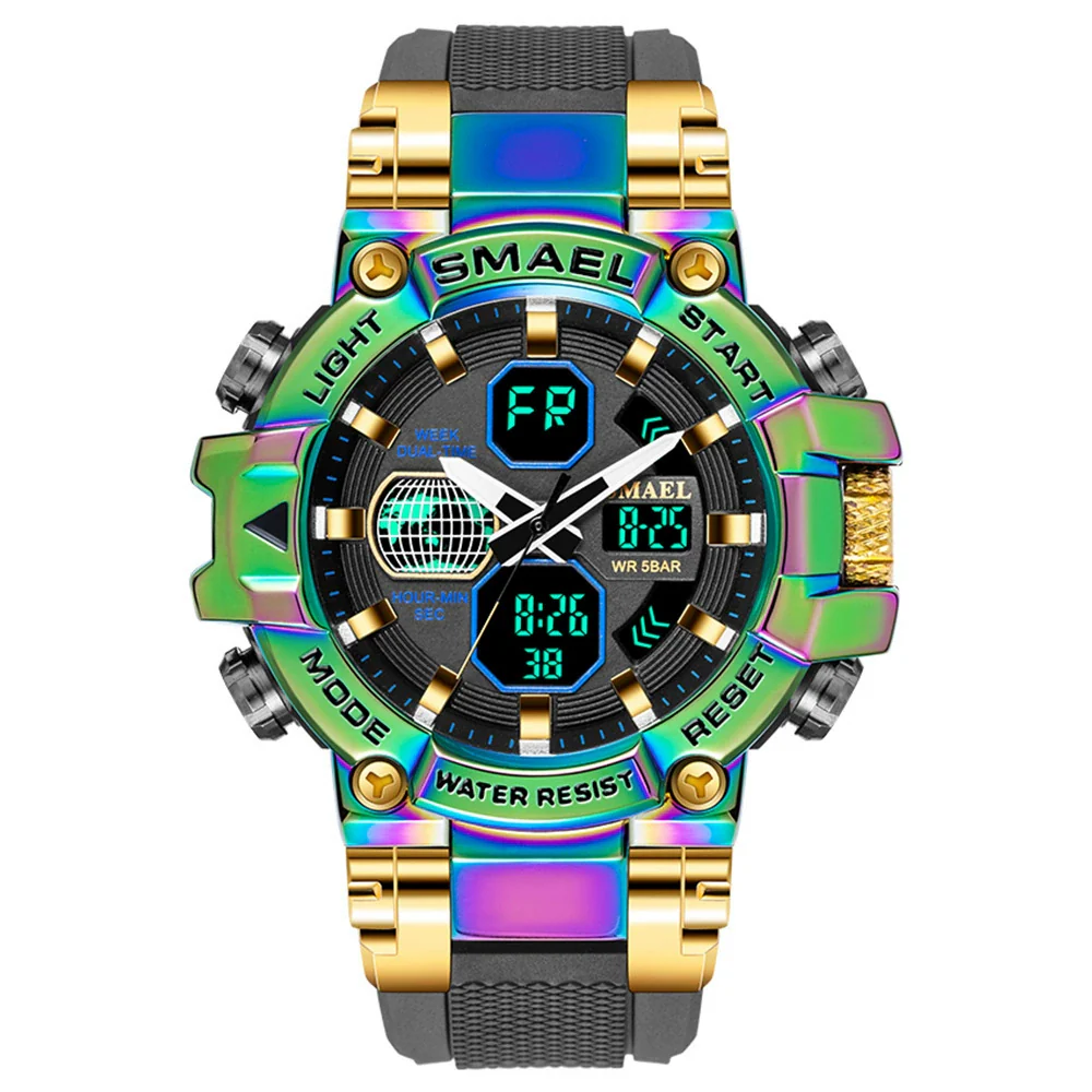 Wholesale Watch Resin Plastic Fashion Geometric Round Dual Movement Cold Light Display Outdoor Sports Alarm Clock - Image 7