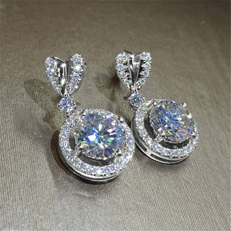 Wholesale Wedding Bridal Jewelry Copper Heartshaped Zircon Pendant Earrings - Image 2
