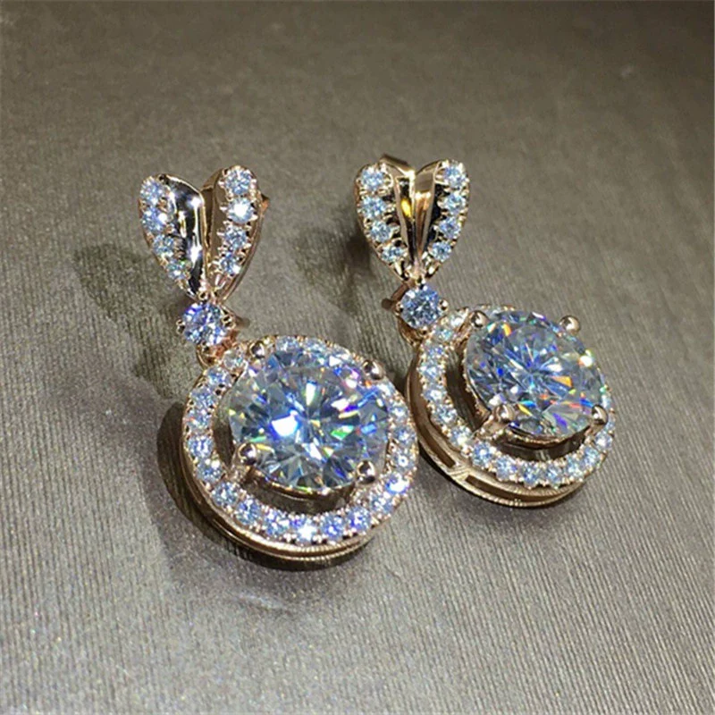 Wholesale Wedding Bridal Jewelry Copper Heartshaped Zircon Pendant Earrings - Image 6