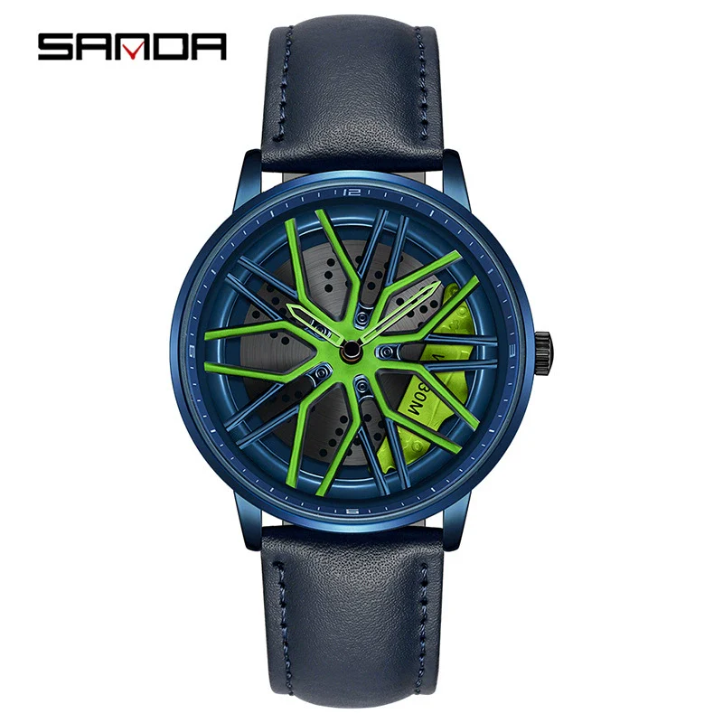 Wholesale Wheel Casual Men's Alloy Belt Quartz Watch With Round Dial And Stainless Steel Clasp - Image 5