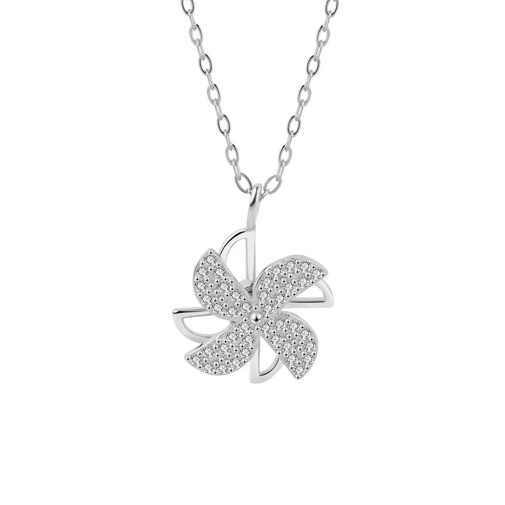 Wholesale Windmill Necklace 925 Sterling Silver Rotatable Pendant Cross Chain Electroplating Original Design - Image 4
