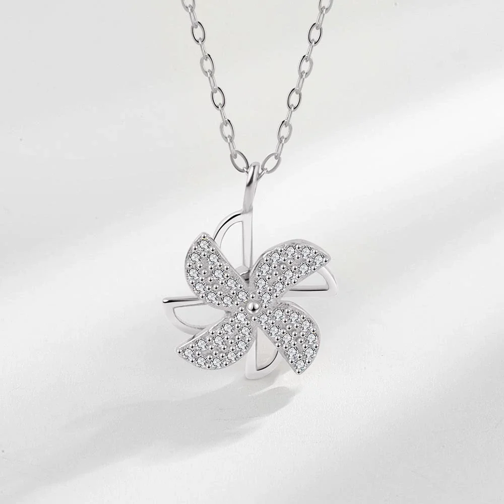 Wholesale Windmill Necklace 925 Sterling Silver Rotatable Pendant Cross Chain Electroplating Original Design - Image 5