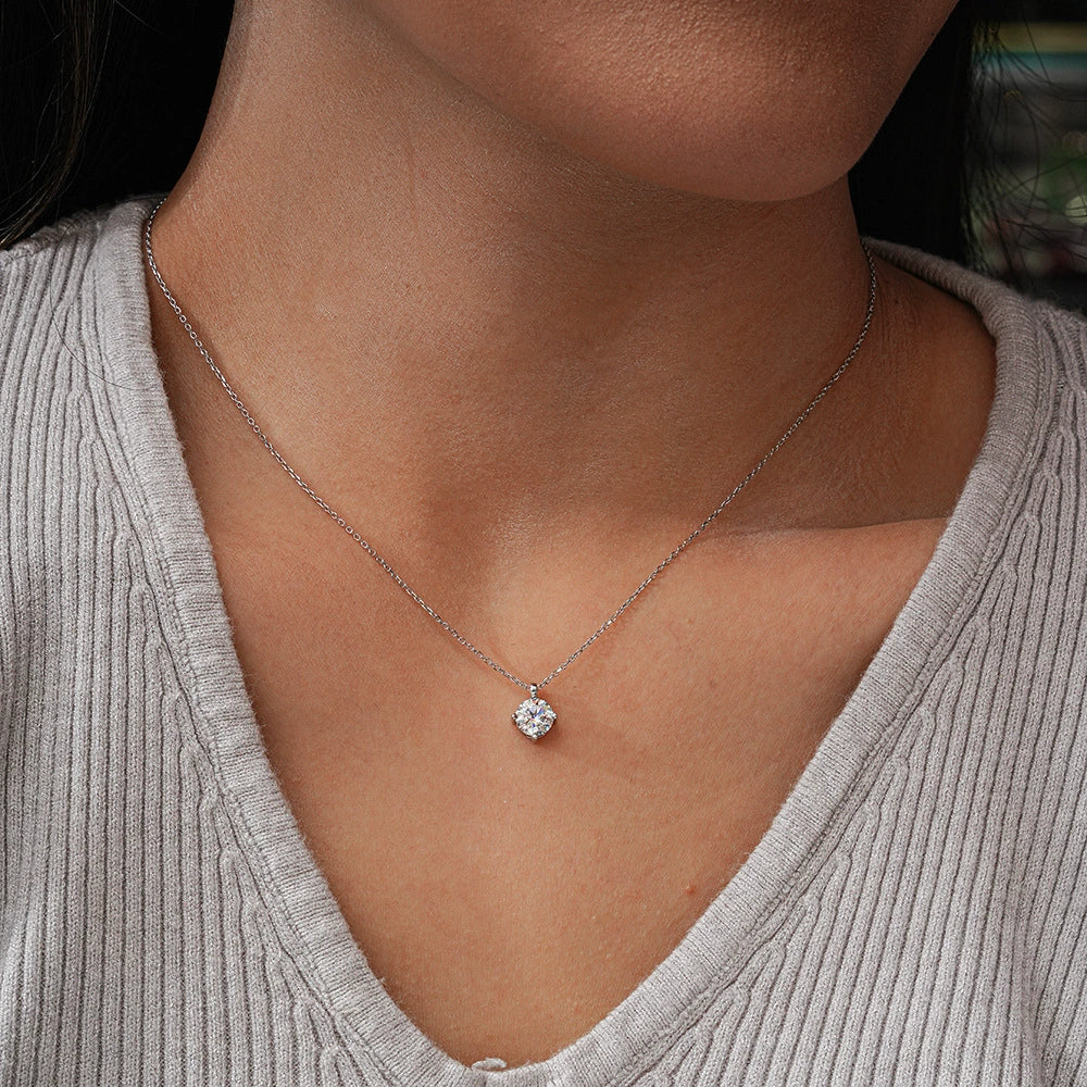 Wholesale Women Fashion Classic Silver 925 Sterling Silver Pendant With Moissanite And Geometric Design Jewelry - Image 3